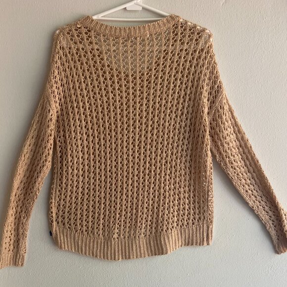 Beige oversized crochet style sweater with offwhite cross applique - Picture 2 of 2